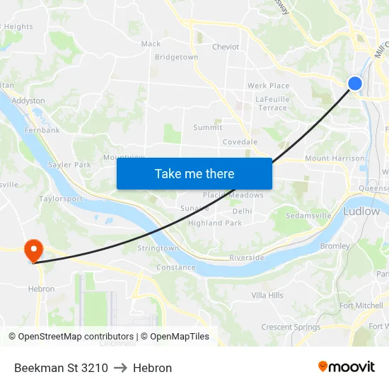 Beekman St 3210 to Hebron map