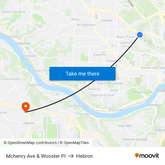 Mchenry Ave & Wooster Pl to Hebron map