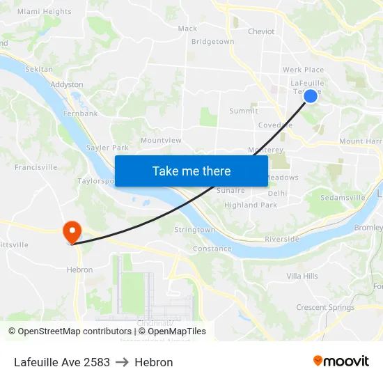 Lafeuille Ave 2583 to Hebron map