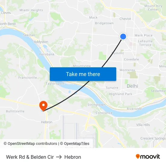 Werk Rd & Belden Cir to Hebron map