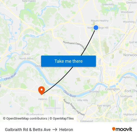 Galbraith Rd & Betts Ave to Hebron map