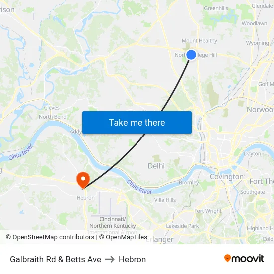Galbraith Rd & Betts Ave to Hebron map