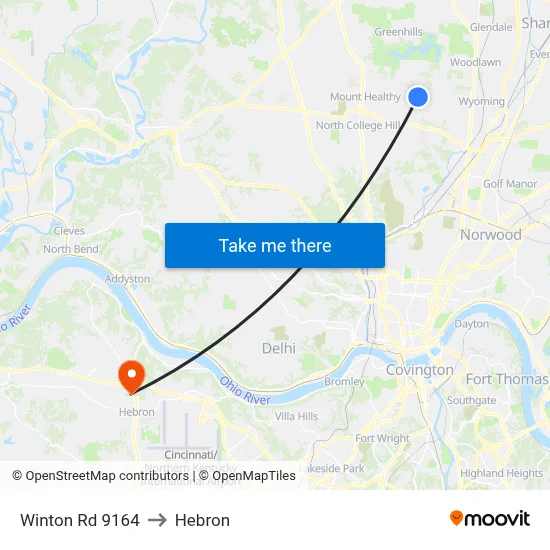 Winton Rd 9164 to Hebron map