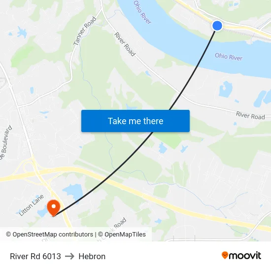 River Rd 6013 to Hebron map