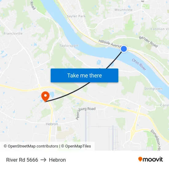 River Rd 5666 to Hebron map