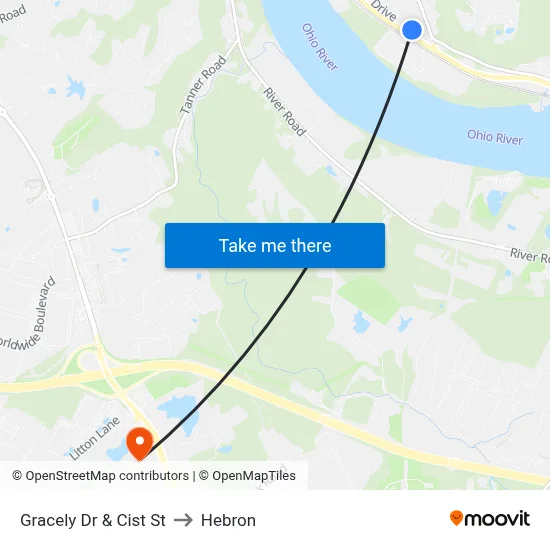 Gracely Dr & Cist St to Hebron map