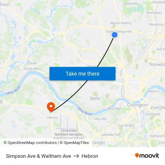 Simpson Ave & Waltham Ave to Hebron map
