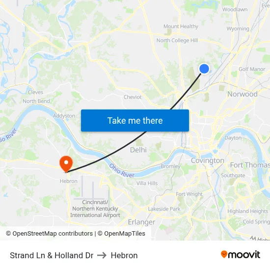 Strand Ln & Holland Dr to Hebron map