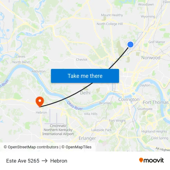 Este Ave 5265 to Hebron map