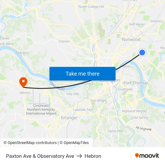 Paxton Ave & Observatory Ave to Hebron map