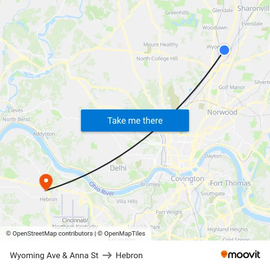 Wyoming Ave & Anna St to Hebron map
