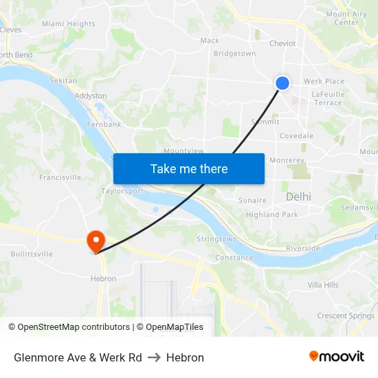 Glenmore Ave & Werk Rd to Hebron map