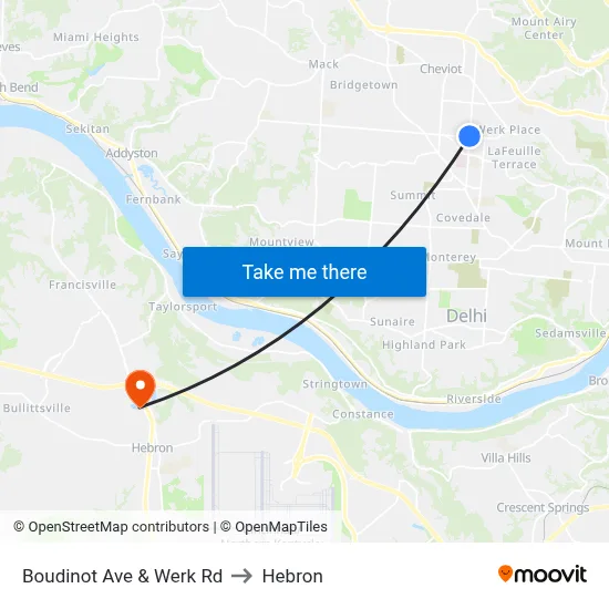 Boudinot Ave & Werk Rd to Hebron map