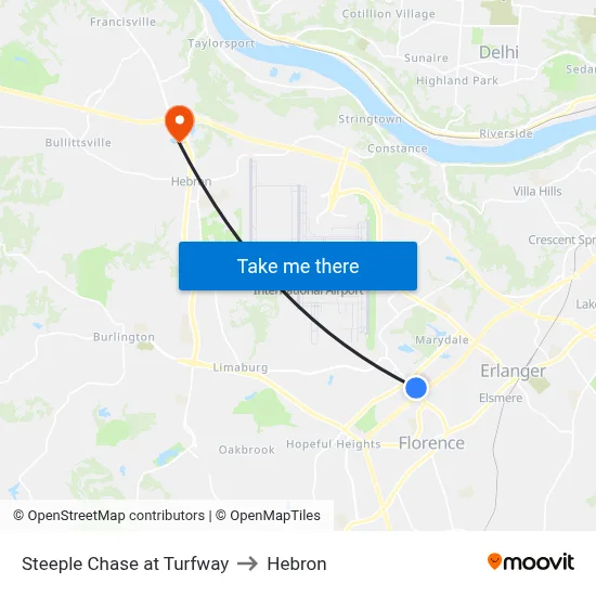 Steeple Chase at Turfway to Hebron map