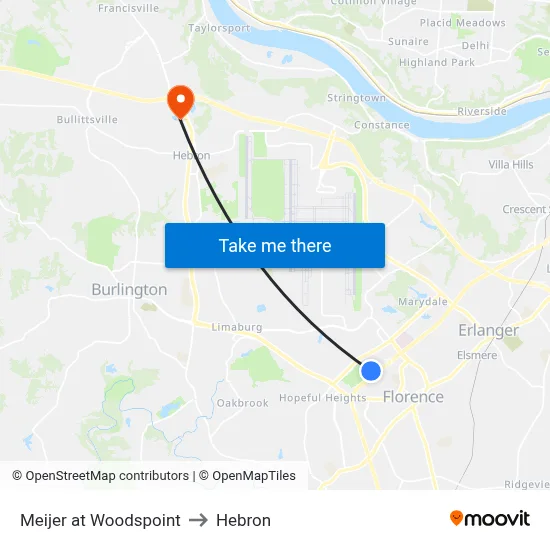 Meijer at Woodspoint to Hebron map