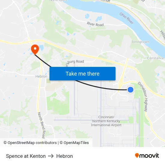 Spence at Kenton to Hebron map