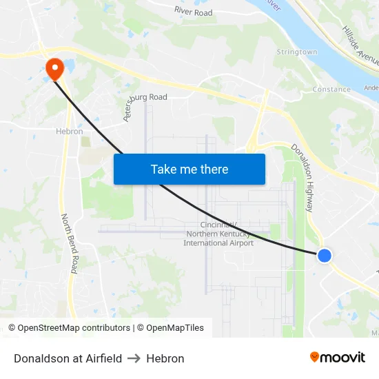 Donaldson at Airfield to Hebron map