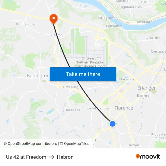 Us 42 at Freedom to Hebron map