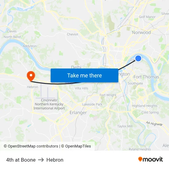 4th at Boone to Hebron map
