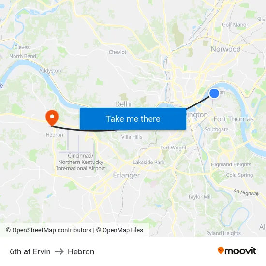 6th at Ervin to Hebron map