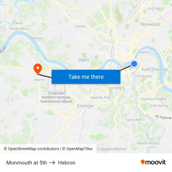 Monmouth at 5th to Hebron map