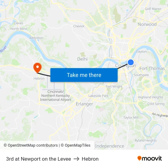 3rd at Newport on the Levee to Hebron map