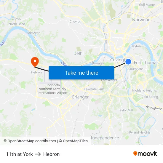 11th at York to Hebron map