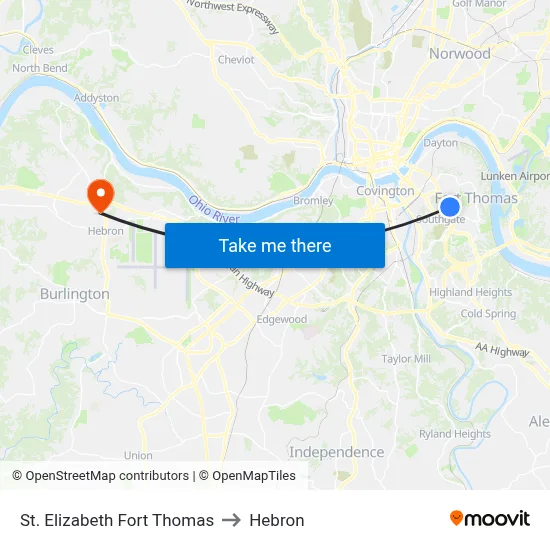 St. Elizabeth Fort Thomas to Hebron map