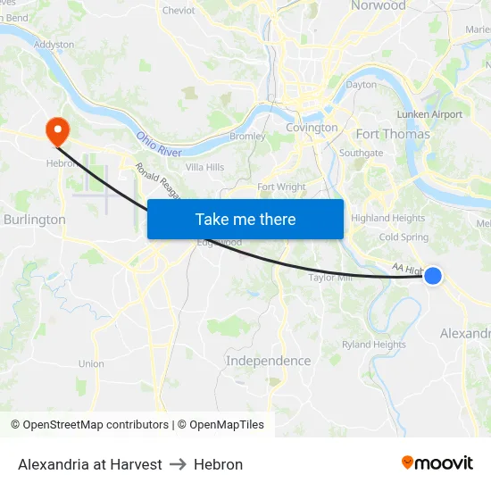 Alexandria at Harvest to Hebron map