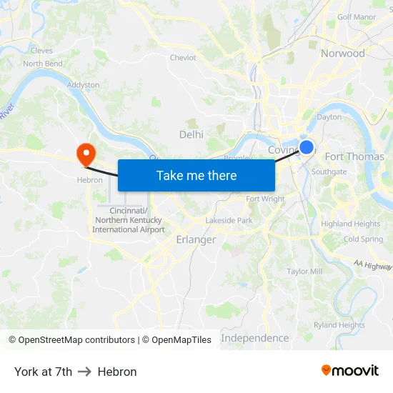 York at 7th to Hebron map