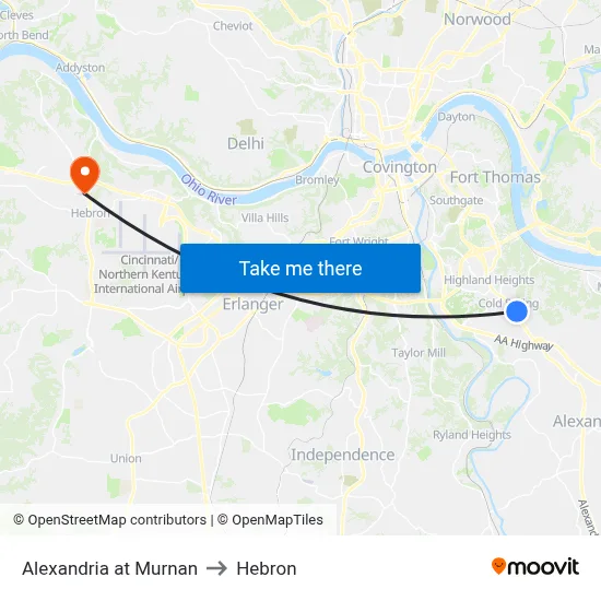 Alexandria at Murnan to Hebron map