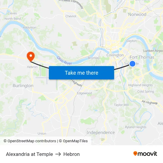 Alexandria at Temple to Hebron map