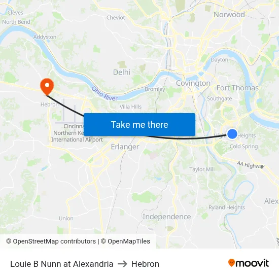 Louie B Nunn at Alexandria to Hebron map