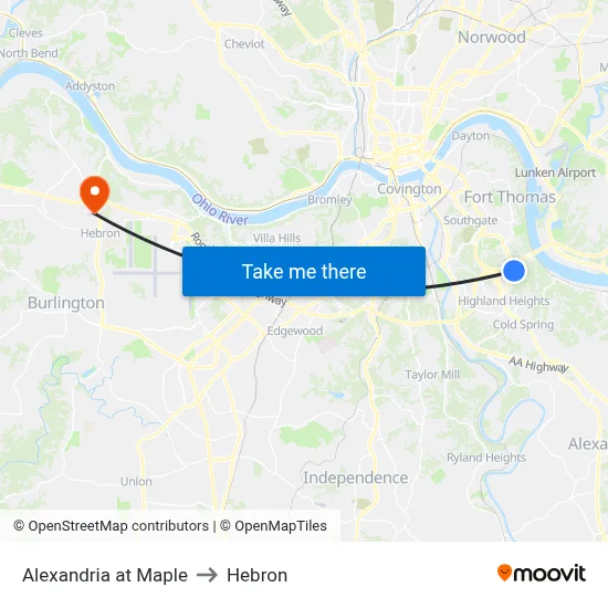 Alexandria at Maple to Hebron map