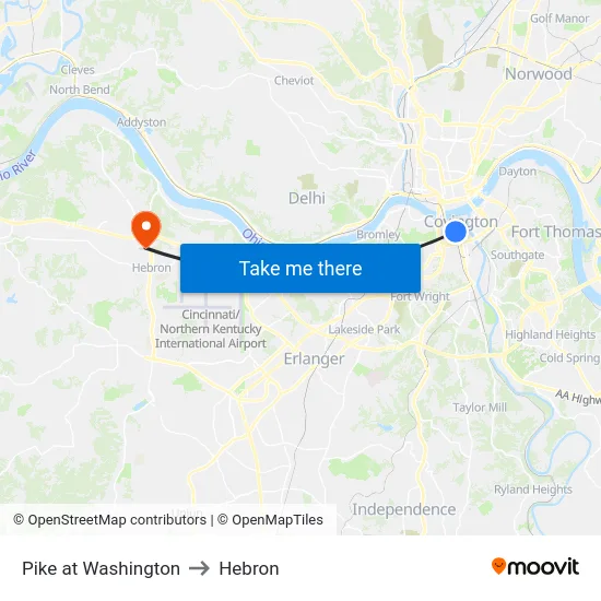 Pike at Washington to Hebron map