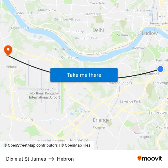 Dixie at St James to Hebron map
