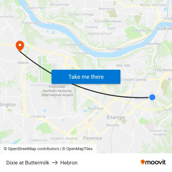 Dixie at Buttermilk to Hebron map