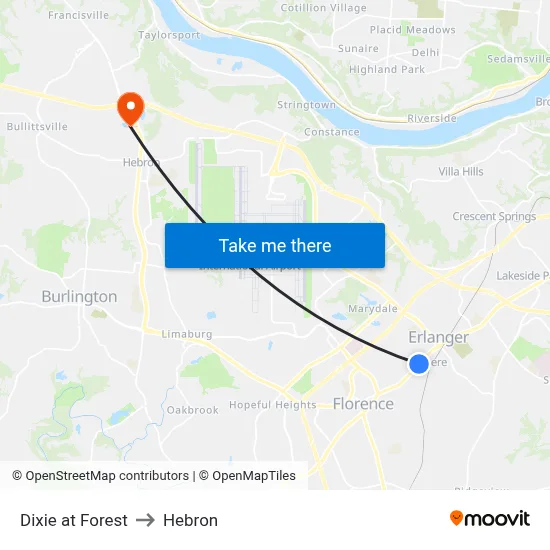 Dixie at Forest to Hebron map