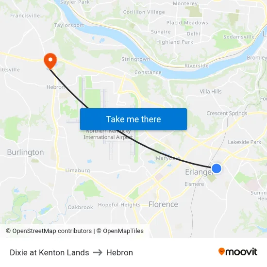 Dixie at Kenton Lands to Hebron map