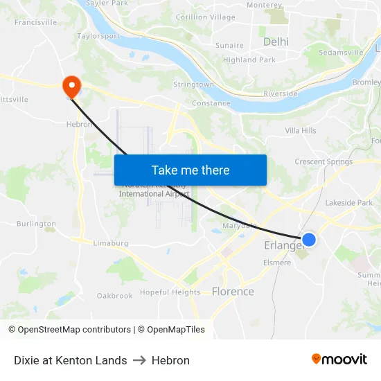 Dixie at Kenton Lands to Hebron map