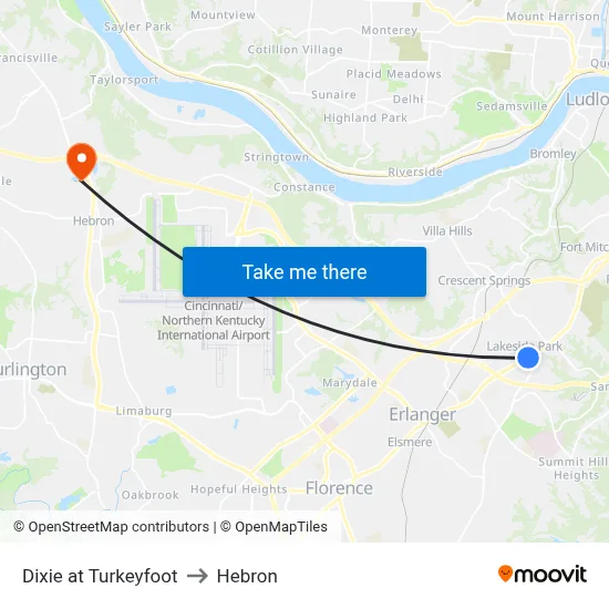 Dixie at Turkeyfoot to Hebron map