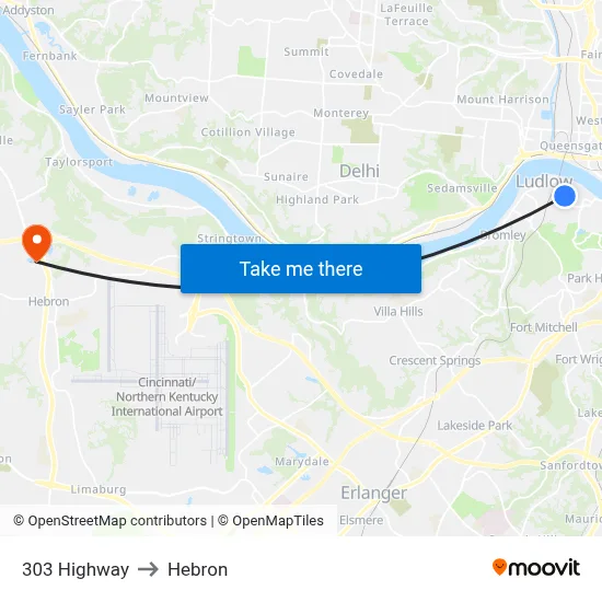 303 Highway to Hebron map