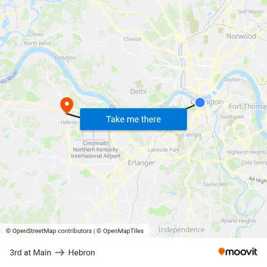 3rd at Main to Hebron map