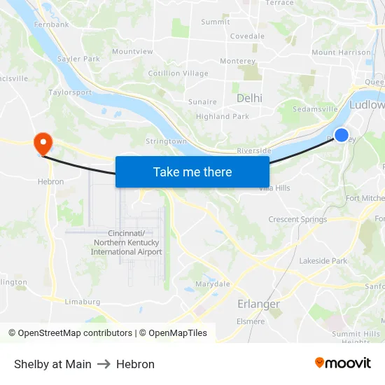 Shelby at Main to Hebron map
