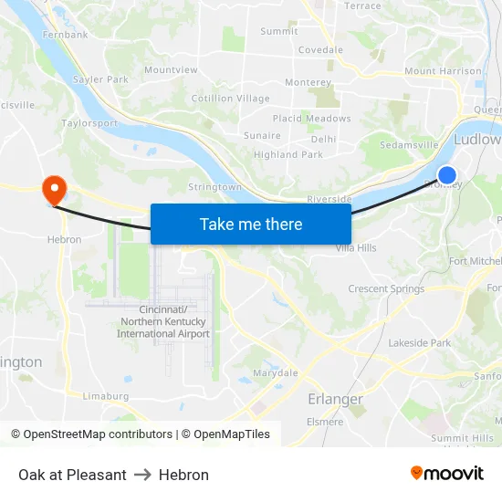 Oak at Pleasant to Hebron map