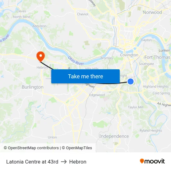 Latonia Centre at 43rd to Hebron map