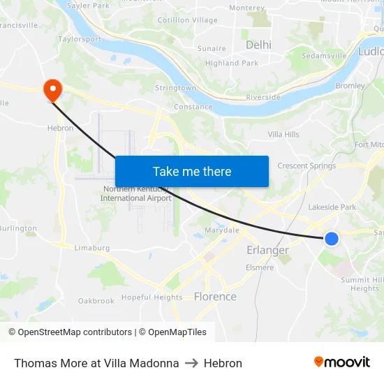 Thomas More at Villa Madonna to Hebron map