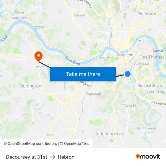 Decoursey at 31st to Hebron map