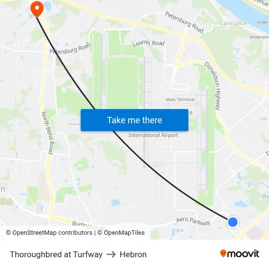 Thoroughbred at Turfway to Hebron map