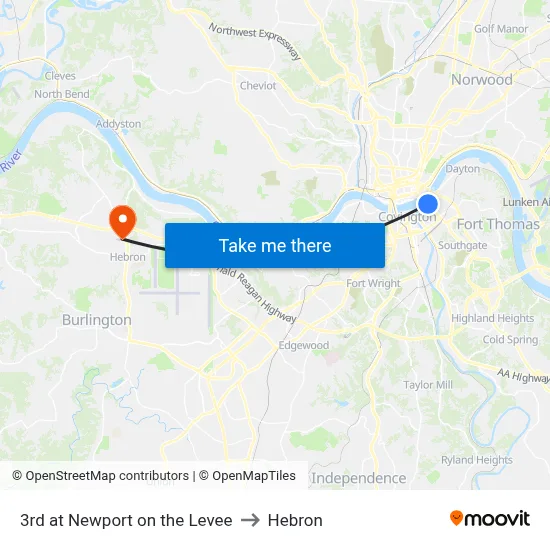 3rd at Newport on the Levee to Hebron map